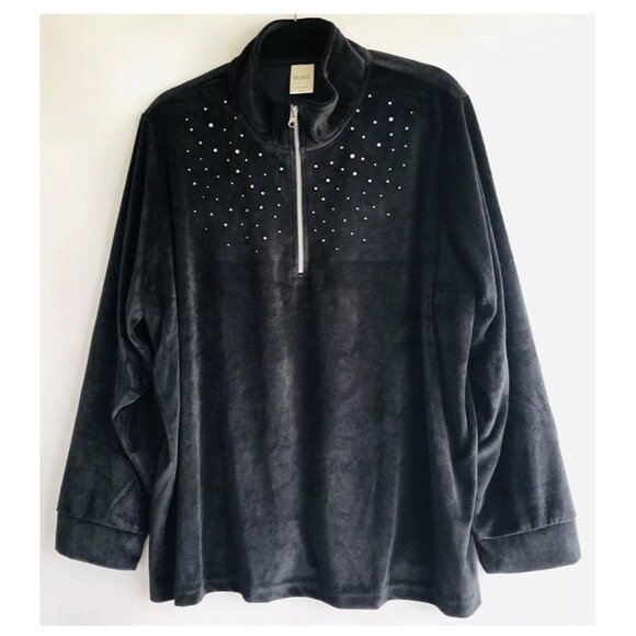 Blair 2 Piece Woman’s Rhinestone studded Black velour tracksuit NWOT size S - Picture 3 of 12